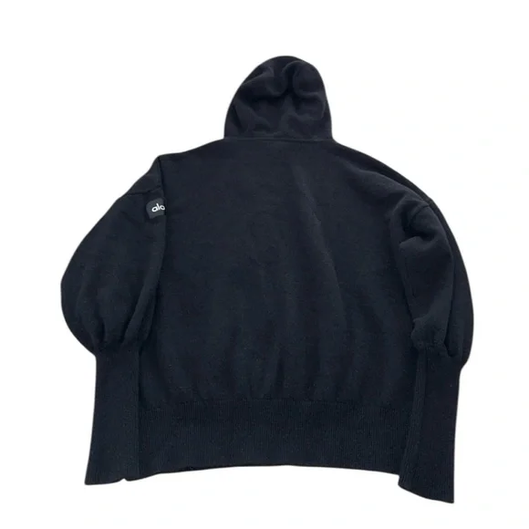 ALO Yoga Black Jet Set Cashmere Pullover Sweatshirt Hoodie XS - Picture 11 of 12